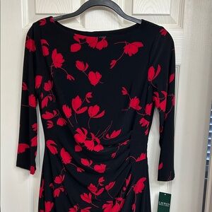 Lauren Ralph Lauren Black Dress with Red Floral Design